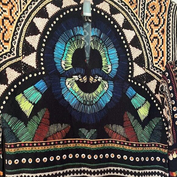 FARM for Anthropologie Boho Chic Multicolored Print Mini Long Sleeve Dress XS - Picture 5 of 6